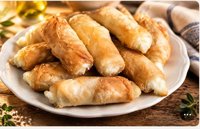 Bourekakee (Feta or Spinach Rolls).