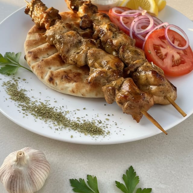 Double Skewer Chicken Souvlaki Pita.